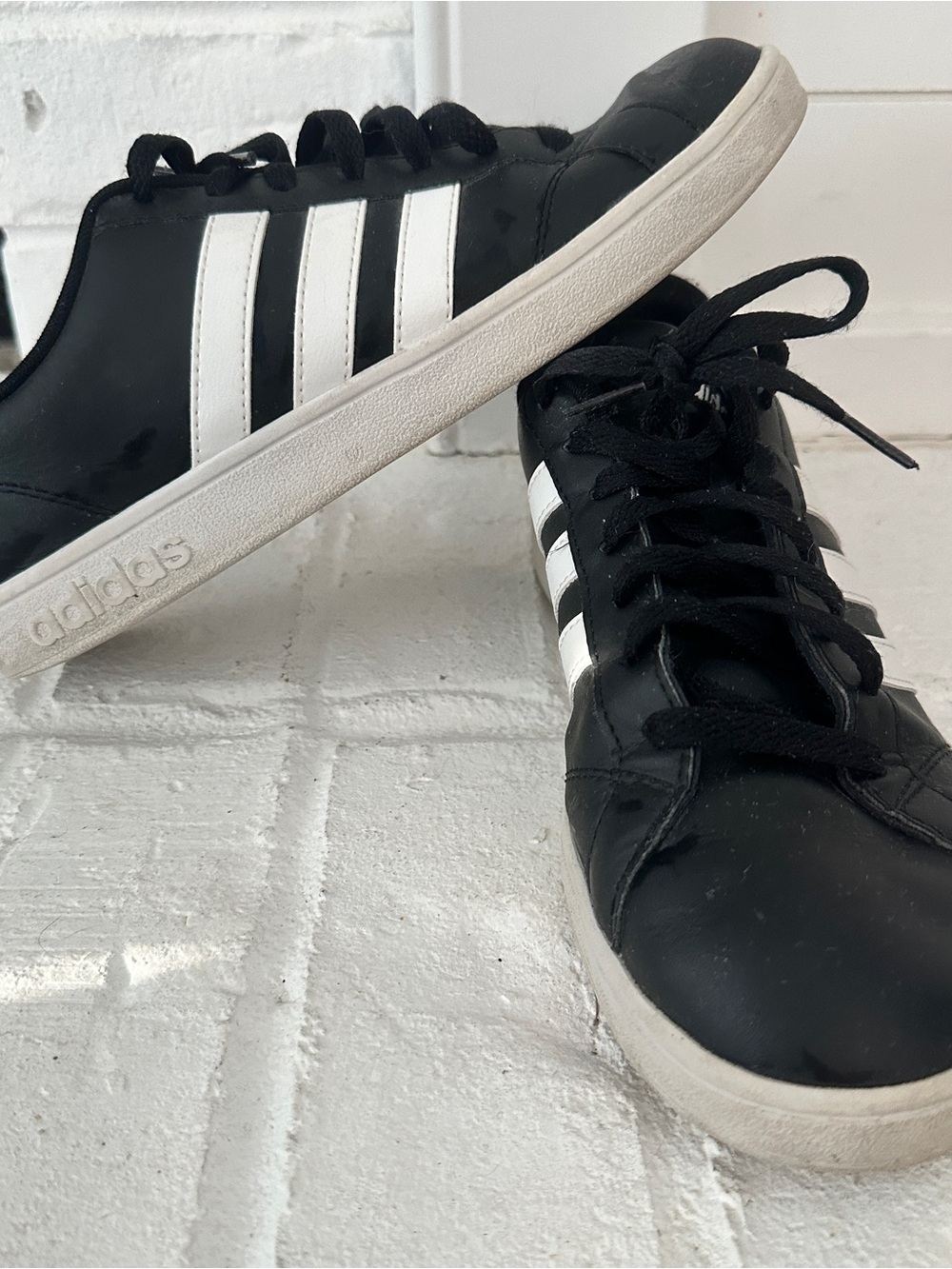 adidas Black Sneakers with White Stripes